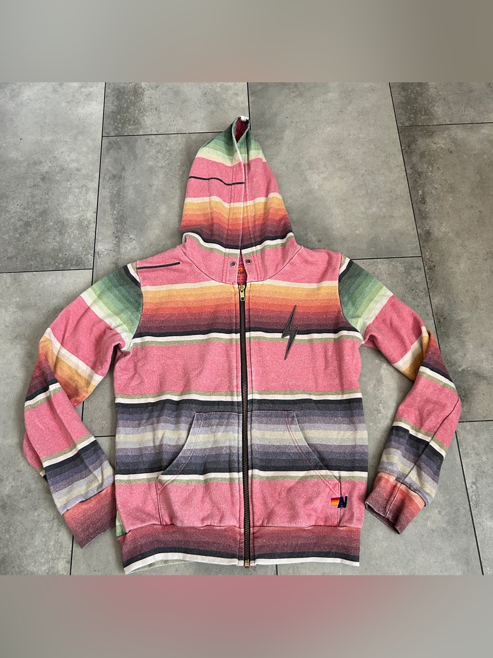 Aviator nation kids bolt stitch serape striped zip hoodie 14